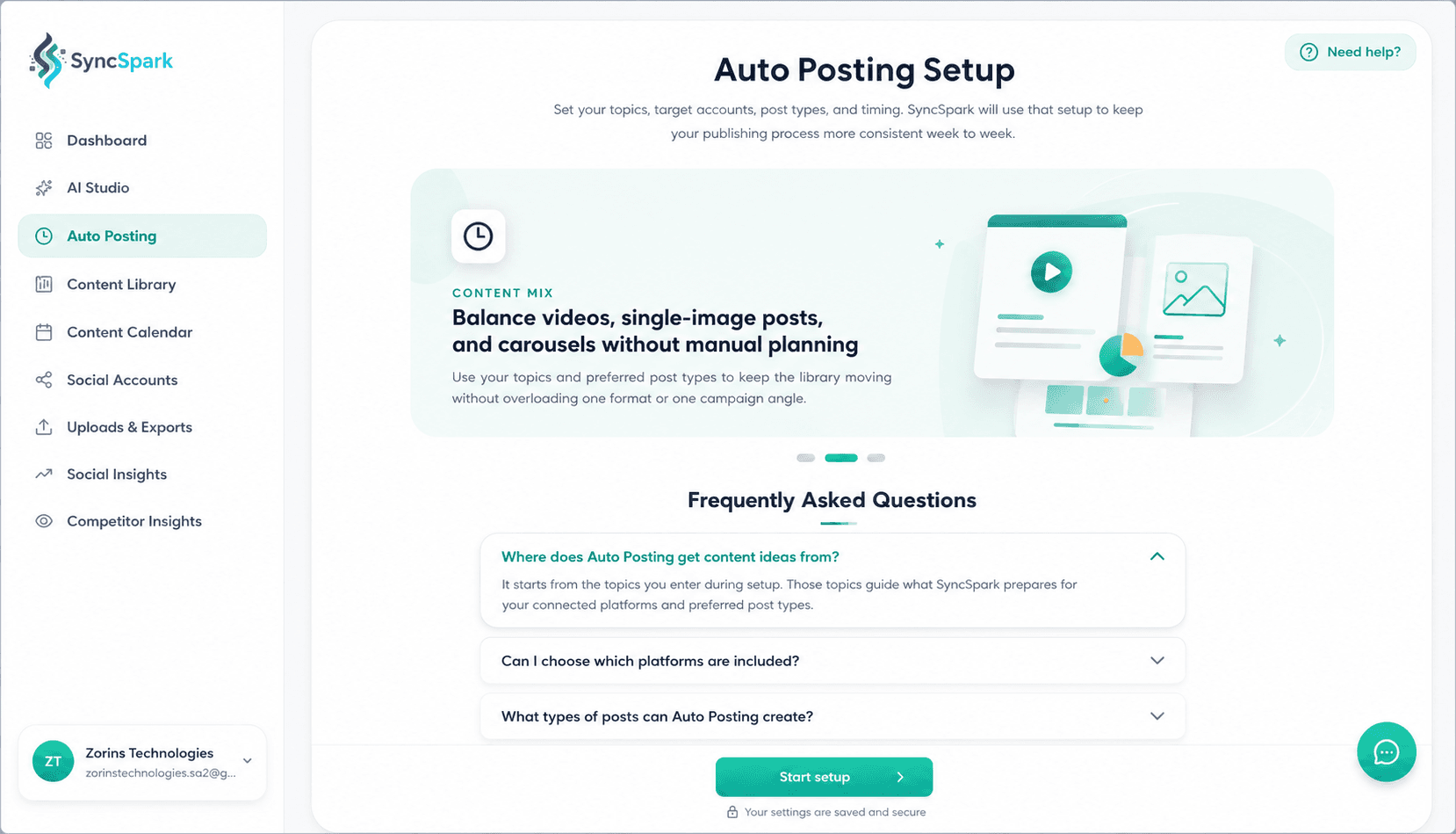 Auto Posting Dashboard - SyncSpark